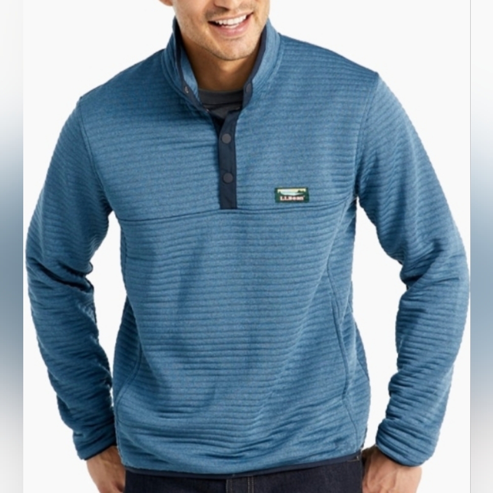 L.L Bean Airlight Knit Pullover Quilted Snap Jacket Mens Sz Medium